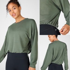 Fabletics Luxe Cinched Pullover in Olive Green